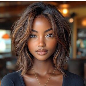 IDEFINE Wear & Go Wigs Glueless Layered Brown Bob Wigs Pre Cut Lace Human